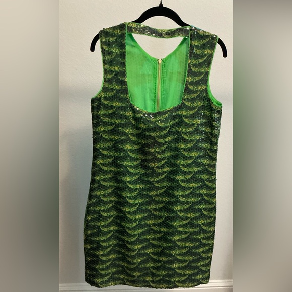 Versace Green Sequin Dress with Palm Design - Picture 3 of 4